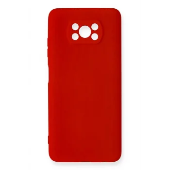 Mey İthalat®   Pocophone X3 Kılıf Nano içi Kadife Silikon - Kırmızı