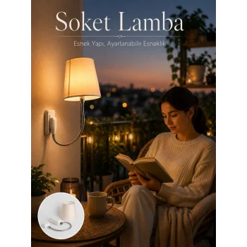Mey İthalat® Priz Lambası Esnek Kollu Yatak Başı Aydınlatma