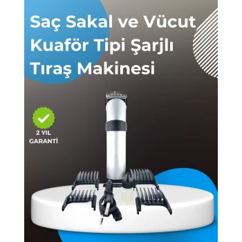 Mey İthalat® Profesyonel Saç ve Sakal Tıraş Makinesi – Tam Aksesuar Setli
