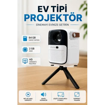 Mey İthalat® Projector Ev Tipi 64 Gb 2 Gb Rem Hafıza Hd Görüntü Kumandalı