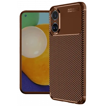 Mey İthalat®  Realme 12 Lite Kılıf Auto Focus Karbon Kapak - Kahverengi