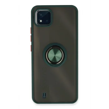 Mey İthalat®  Realme C11 2021 Kılıf Montreal Yüzüklü Silikon Kapak - Yeşil
