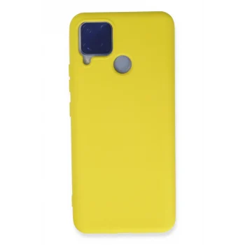 Mey İthalat®  Realme C15 Kılıf Nano içi Kadife Silikon - Sarı