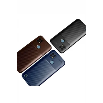 Mey İthalat®  Realme C21 Kılıf Auto Focus Karbon Kapak - Kahverengi