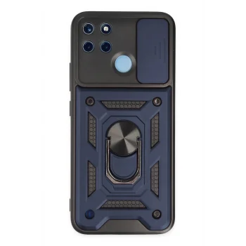 Mey İthalat®  Realme C25Y Kılıf Pars Lens Yüzüklü Silikon - Lacivert