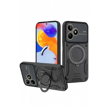 Mey İthalat®  Realme C53 Kılıf Joy Lens Standlı Kapak - Siyah