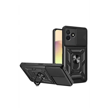 Mey İthalat®  Realme C53 Kılıf Pars Lens Yüzüklü Silikon - Siyah