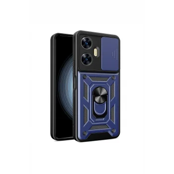 Mey İthalat®  Realme C55 Kılıf Pars Lens Yüzüklü Silikon - Lacivert