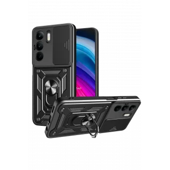 Mey İthalat®  Realme C75 4G Kılıf Pars Lens Yüzüklü Silikon - Siyah