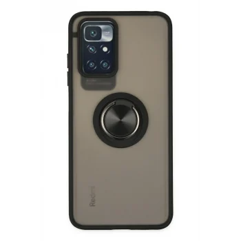 Mey İthalat®   Redmi 10 2022 Kılıf Montreal Yüzüklü Silikon Kapak - Siyah