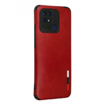 Mey İthalat®   Redmi 10C Kılıf Loop Deri Silikon - Kırmızı
