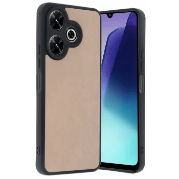 Mey İthalat®   Redmi 13 4G Kılıf Aras Deri Kapak - Pudra
