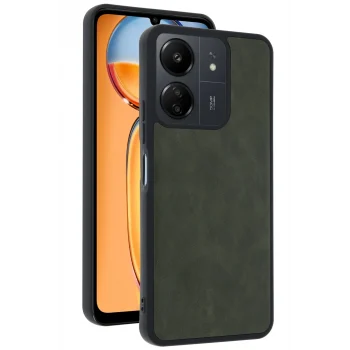 Mey İthalat®   Redmi 13C Kılıf Aras Deri Kapak - Açık Yeşil