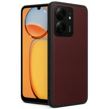 Mey İthalat®   Redmi 13C Kılıf Aras Deri Kapak - Bordo
