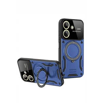 Mey İthalat®   Redmi 13C Kılıf Joy Lens Standlı Kapak - Lacivert