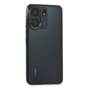 Mey İthalat®   Redmi 13C Kılıf  Lensli Silikon - Siyah