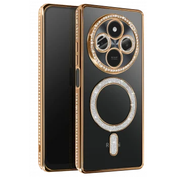 Mey İthalat®   Redmi 14C Joke Simli Magneticsafe Kılıf - Gold