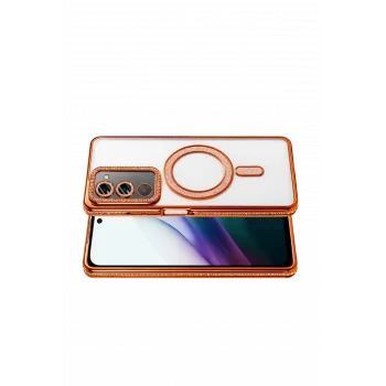 Mey İthalat®   Redmi 15 4G Joke Simli Magneticsafe Kılıf - Turuncu