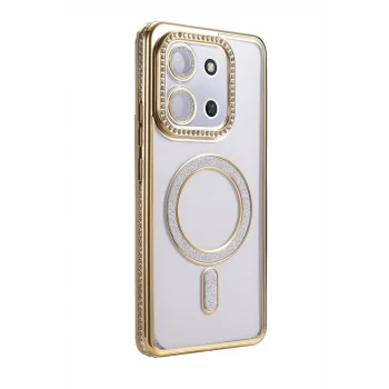 Mey İthalat®   Redmi 15C 4G Joke Simli Magneticsafe Kılıf - Gold