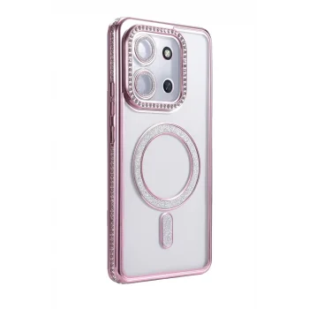 Mey İthalat®   Redmi 15C 4G Joke Simli Magneticsafe Kılıf - Pembe