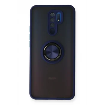 Mey İthalat®   Redmi 9 Kılıf Montreal Yüzüklü Silikon Kapak - Lacivert