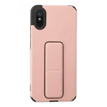Mey İthalat®   Redmi 9A Kılıf Mega Standlı Silikon - Pudra