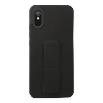 Mey İthalat®   Redmi 9A Kılıf Mega Standlı Silikon - Siyah