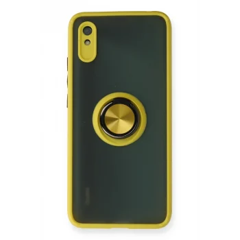 Mey İthalat®   Redmi 9A Kılıf Montreal Yüzüklü Silikon Kapak - Sarı