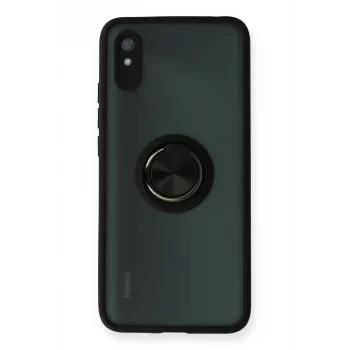 Mey İthalat®   Redmi 9A Kılıf Montreal Yüzüklü Silikon Kapak - Siyah