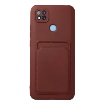 Mey İthalat®   Redmi 9C Kılıf Kelvin Kartvizitli Silikon - Bordo
