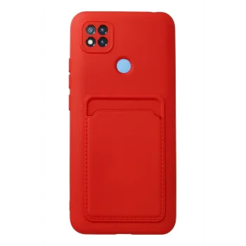Mey İthalat®   Redmi 9C Kılıf Kelvin Kartvizitli Silikon - Kırmızı