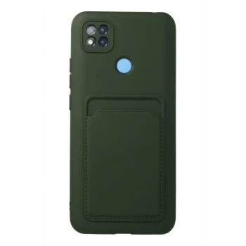 Mey İthalat®   Redmi 9C Kılıf Kelvin Kartvizitli Silikon - Koyu Yeşil