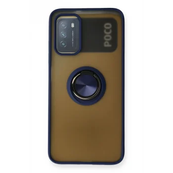Mey İthalat®   Redmi 9T Kılıf Montreal Yüzüklü Silikon Kapak - Lacivert