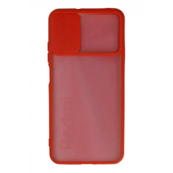 Mey İthalat®   Redmi 9T Kılıf Palm Buzlu Kamera Sürgülü Silikon - Kırmızı