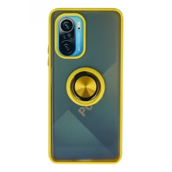 Mey İthalat®   Redmi K40 Kılıf Montreal Yüzüklü Silikon Kapak - Sarı