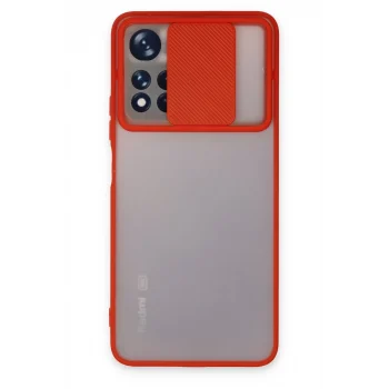 Mey İthalat®   Redmi Note 11T Kılıf Palm Buzlu Kamera Sürgülü Silikon - Kırmızı