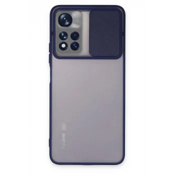 Mey İthalat®   Redmi Note 11T Kılıf Palm Buzlu Kamera Sürgülü Silikon - Lacivert