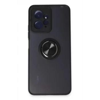 Mey İthalat®   Redmi Note 12 4G Kılıf Montreal Yüzüklü Silikon Kapak - Siyah