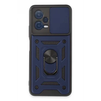 Mey İthalat®   Redmi Note 12 5G Kılıf Pars Lens Yüzüklü Silikon - Lacivert