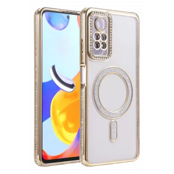 Mey İthalat®   Redmi Note 12 Pro 4G Joke Simli Magneticsafe Kılıf - Gold
