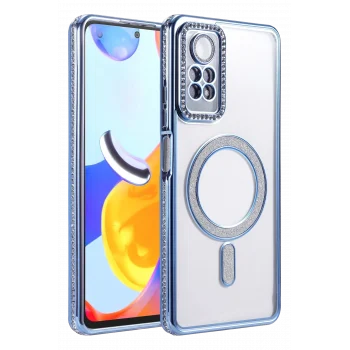 Mey İthalat®   Redmi Note 12 Pro 4G Joke Simli Magneticsafe Kılıf - Mavi