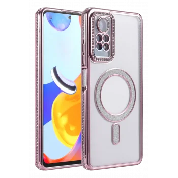 Mey İthalat®   Redmi Note 12 Pro 4G Joke Simli Magneticsafe Kılıf - Pembe