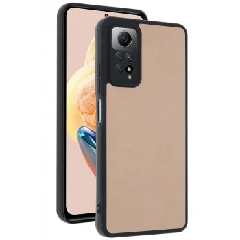 Mey İthalat®   Redmi Note 12 Pro 4G Kılıf Aras Deri Kapak - Pudra