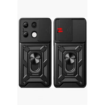 Mey İthalat®   Redmi Note 13 4G Kılıf Pars Lens Yüzüklü Silikon - Yeşil