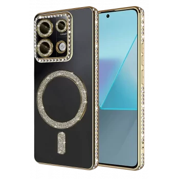 Mey İthalat®   Redmi Note 13 Pro 4G Joke Simli Magneticsafe Kılıf - Gold