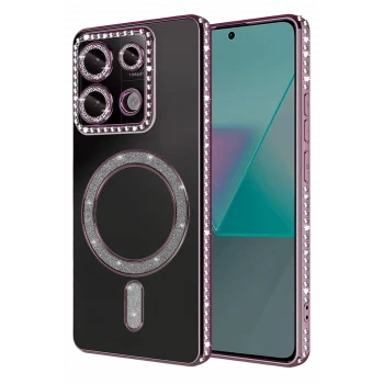 Mey İthalat®   Redmi Note 13 Pro 4G Joke Simli Magneticsafe Kılıf - Pembe