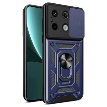 Mey İthalat®   Redmi Note 13 Pro 4G Pars Lens Yüzüklü Silikon - Lacivert