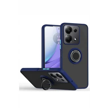 Mey İthalat®   Redmi Note 13 Pro 5G Kılıf Montreal Yüzüklü Silikon Kapak - Lacivert
