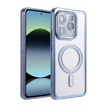 Mey İthalat®   Redmi Note 14 4G Joke Simli Magneticsafe Kılıf - Mavi