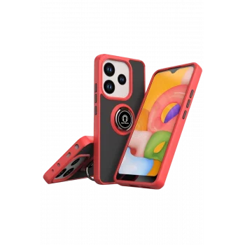 Mey İthalat®   Redmi Note 14 4G Montreal Yüzüklü Silikon Kapak - Kırmızı